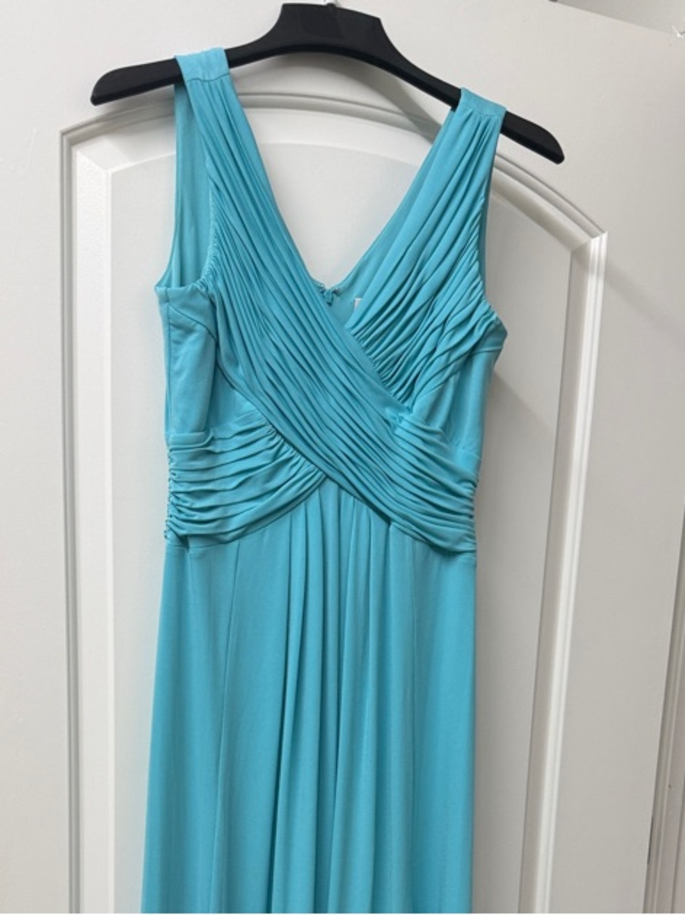 Signature by Sangria Turquoise Pleated V-Neck Maxi Dress